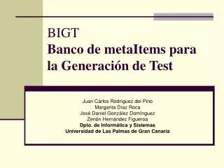 bigt banco de metaitems para la generaci n de test