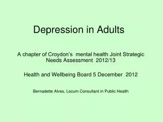 Depression in Adults