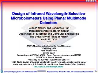 Dean P. Neikirk and Sangwook Han Microelectronics Research Center