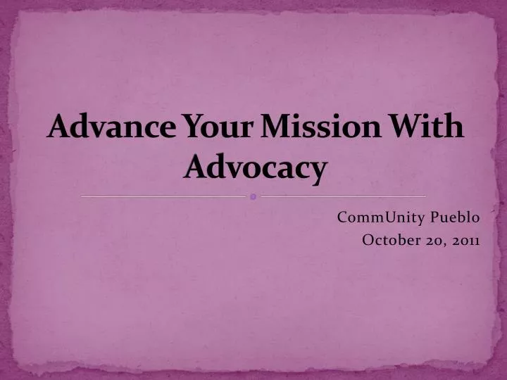 advance your mission with advocacy
