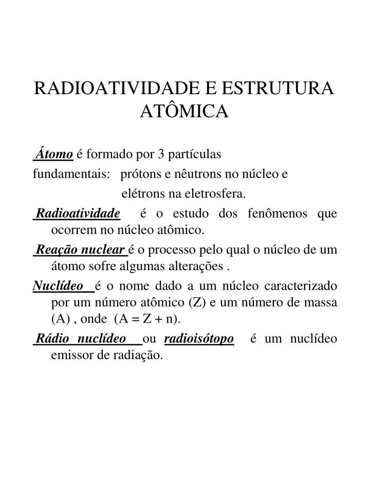 radioatividade e estrutura at mica