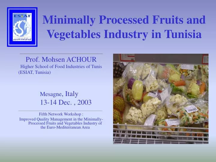 minimally processed fruits and vegetables industry in tunisia
