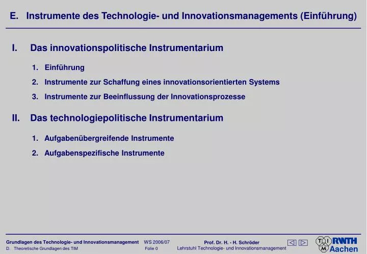 e instrumente des technologie und innovationsmanagements einf hrung