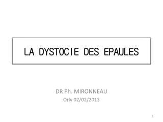 la dystocie des epaules
