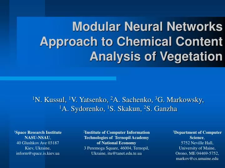 modular neural networks approach to chemical content analysis of vegetation
