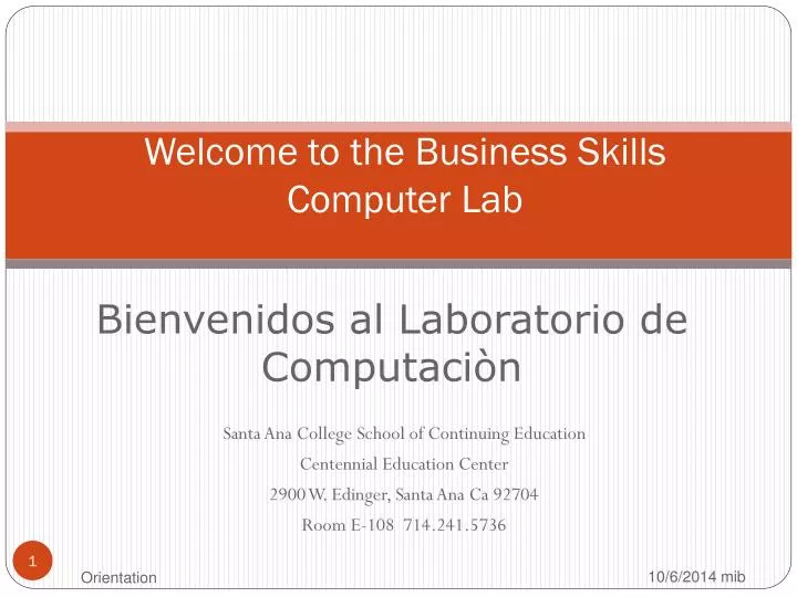 welcome to the business skills computer lab