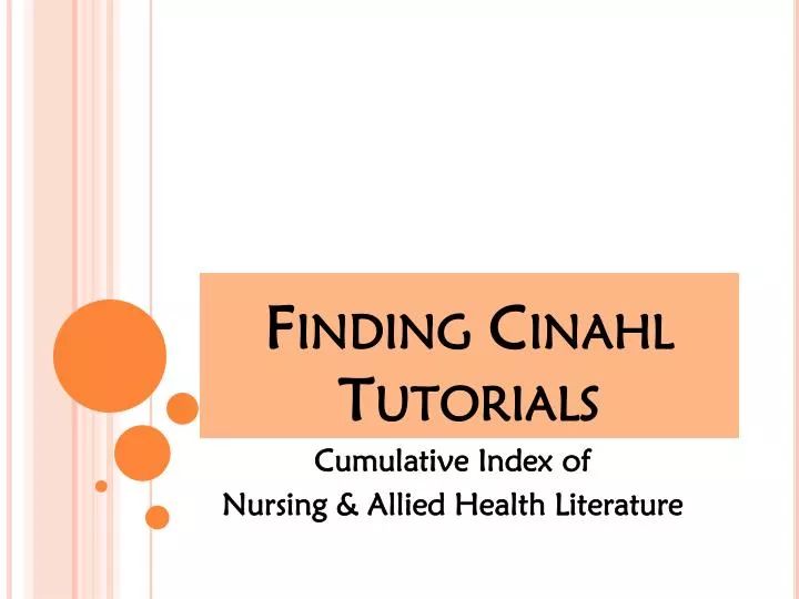 finding cinahl tutorials