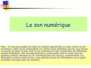 le son num rique