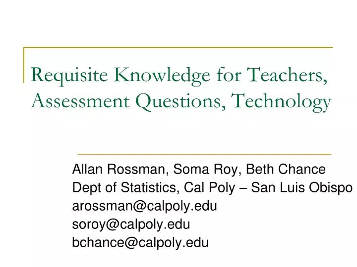 requisite knowledge for teachers assessment questions technology