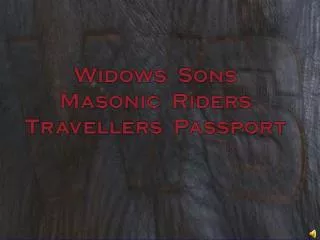 Widows Sons Masonic Riders Travellers Passport