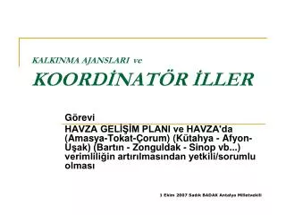 kalkinma ajanslari ve koord nat r ller