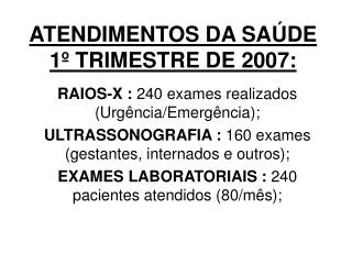 atendimentos da sa de 1 trimestre de 2007