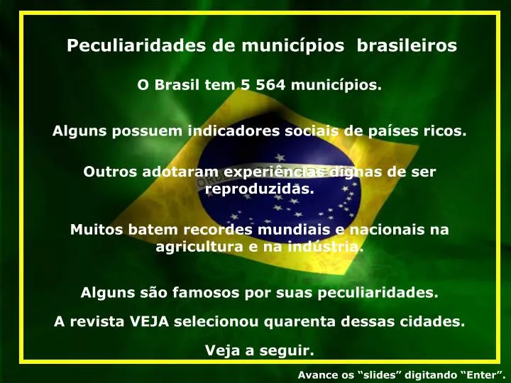 peculiaridades de munic pios brasileiros