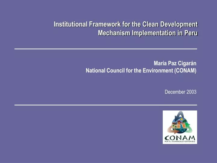 institutional framework for the clean development mechanism implementation in peru