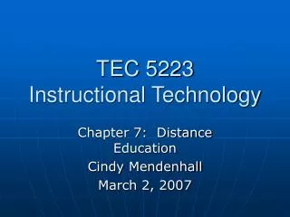TEC 5223 Instructional Technology