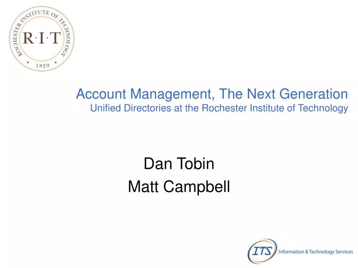 account management the next generation unified directories at the rochester institute of technology