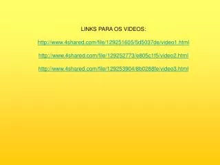 LINKS PARA OS VIDEOS: 4shared/file/129251605/5d5037de/video1.html