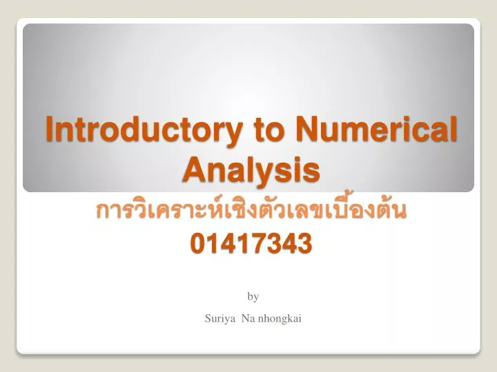 introductory to numerical analysis 01417343