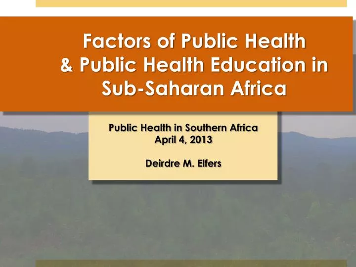 factors of public health public health education in sub saharan africa