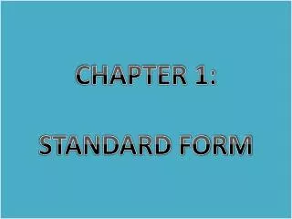 CHAPTER 1: STANDARD FORM