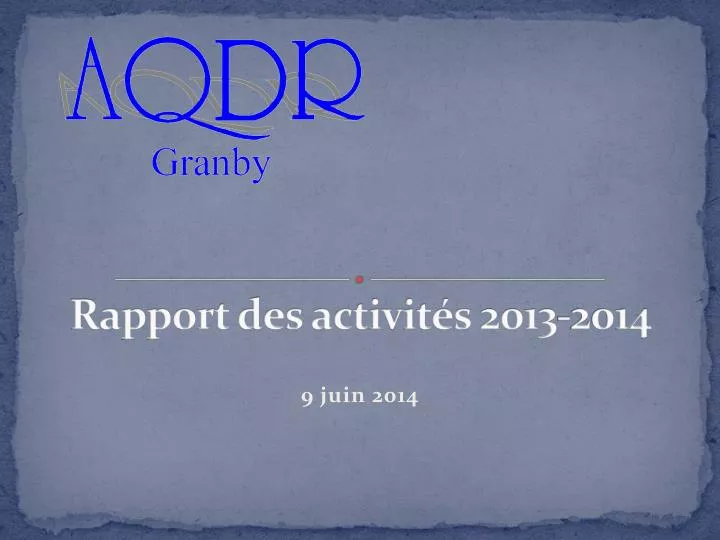 rapport des activit s 2013 2014