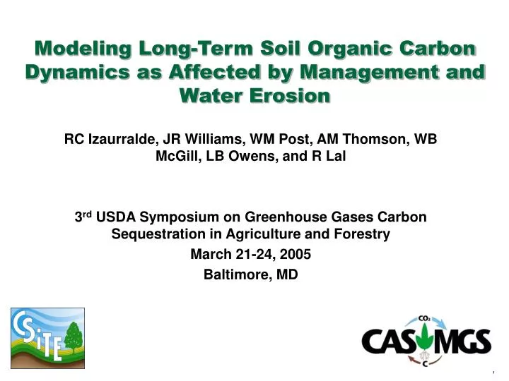 modeling long term soil organic carbon dynamics as affected by management and water erosion