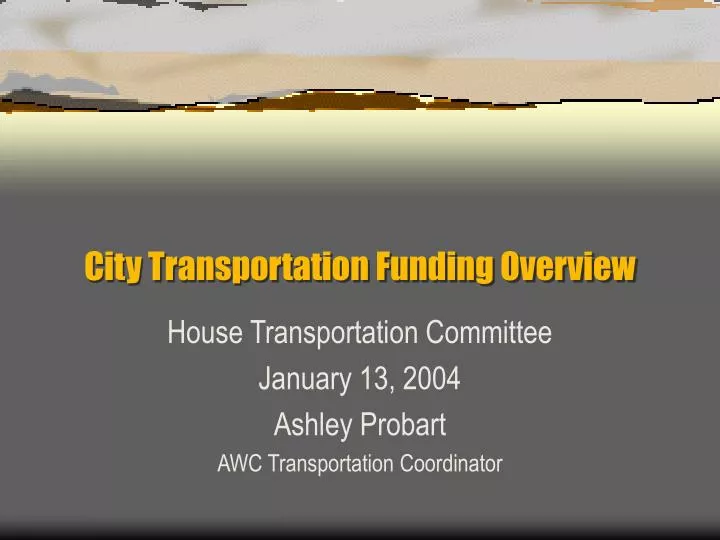 city transportation funding overview