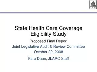 State Health Care Coverage Eligibility Study