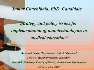 Tamar Chachibaia, PhD Candidate