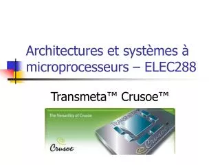 architectures et syst mes microprocesseurs elec288