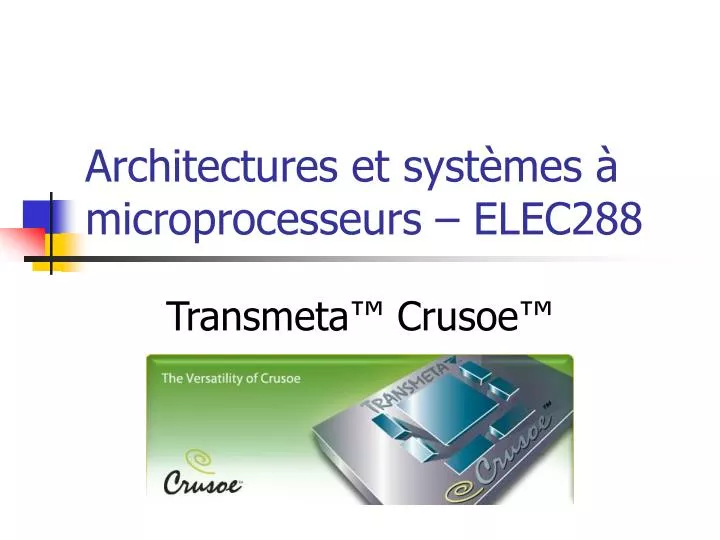 architectures et syst mes microprocesseurs elec288