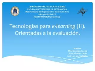 tecnolog as para e learning ii orientadas a la evaluaci n