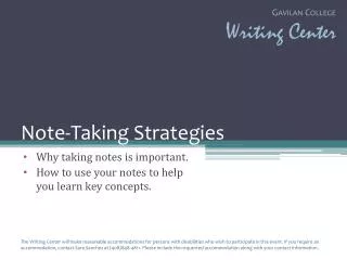Note-Taking Strategies
