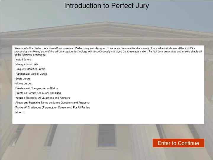 introduction to perfect jury