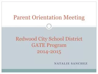 Redwood City School District GATE Program 2014-2015