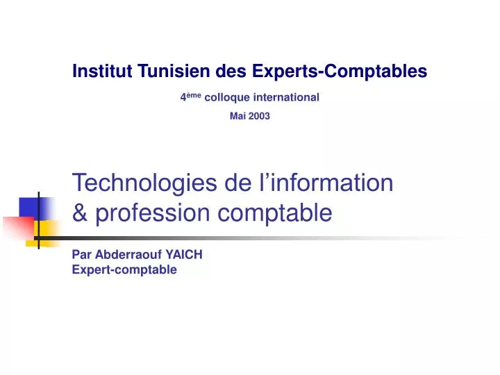 technologies de l information profession comptable