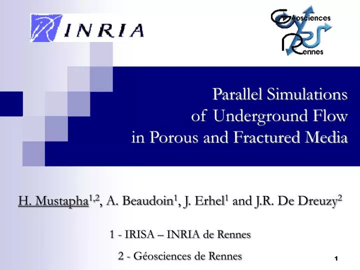 parallel simulations of underground flow in porous and fractured media
