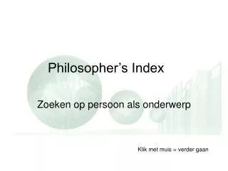 philosopher s index
