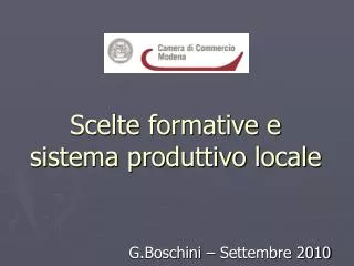 scelte formative e sistema produttivo locale