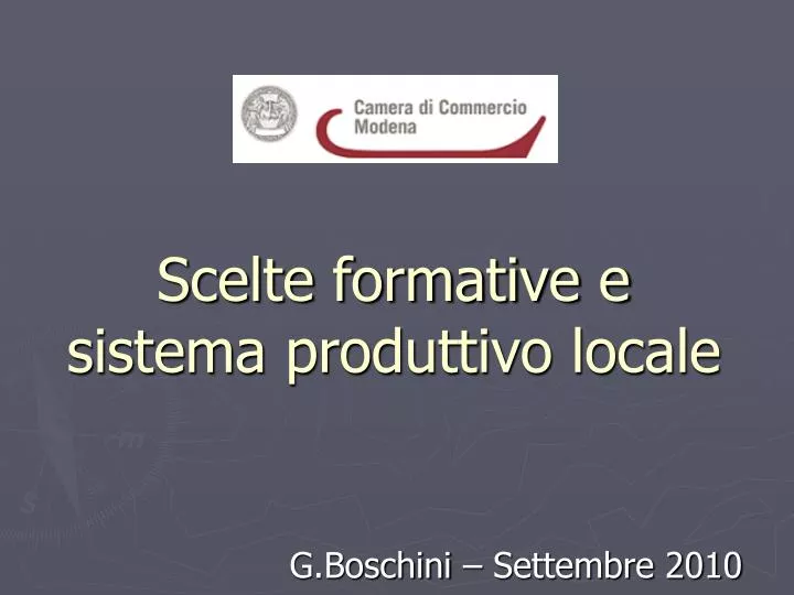 scelte formative e sistema produttivo locale