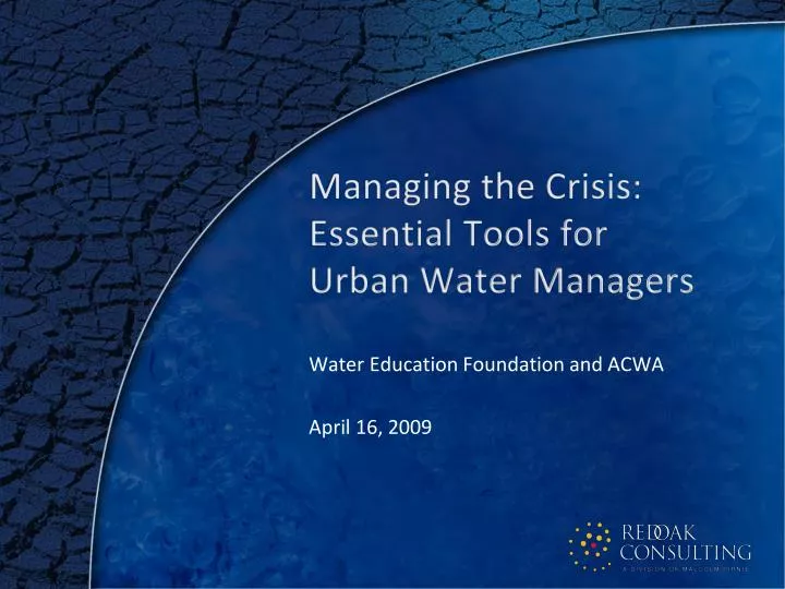 managing the crisis essential tools for urban water managers