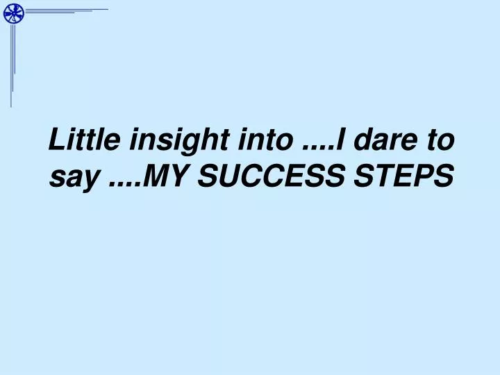 little insight into i dare to say my success steps