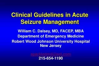 Clinical Guidelines in Acute Seizure Management