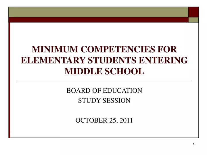 minimum competencies for elementary students entering middle school