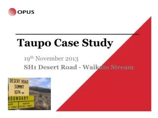 Taupo Case Study