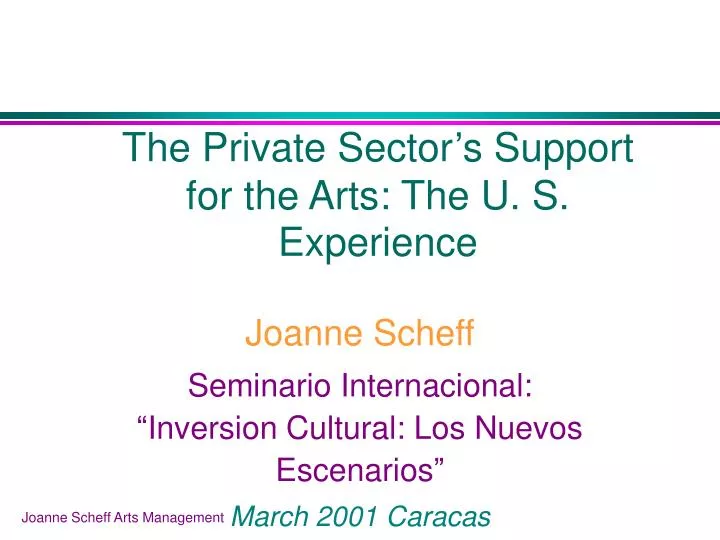 the private sector s support for the arts the u s experience