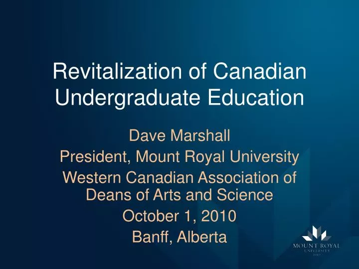 revitalization of canadian undergraduate education