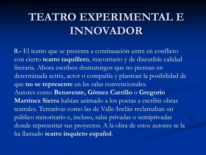 teatro experimental e innovador