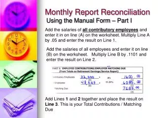 Monthly Report Reconciliation