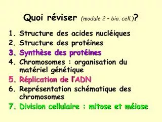 quoi r viser module 2 bio cell